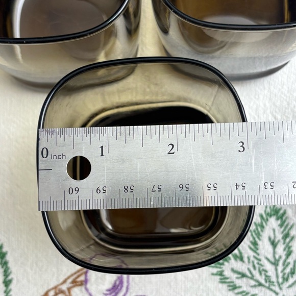 Set of 6 Libbey Carrington smoky brown whiskey square rocks glass / tumblers - Picture 5 of 8